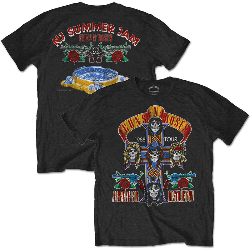 GUNS N ROSES - Official Nj Summer Jam 1988 (Reprinted Tour T Series) / Yes Back Print / T-Shirt / Men's