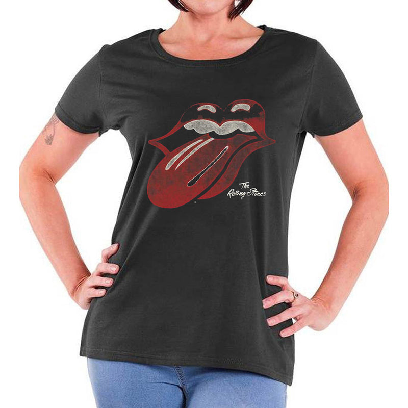 ROLLING STONES - Official Vintage Tongue Logo / T-Shirt / Women's