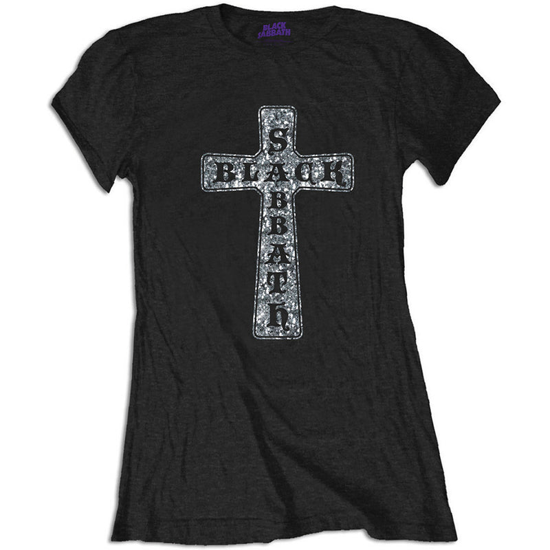 BLACK SABBATH - Official Cross / Diamante (Brand) / T-Shirt / Women's