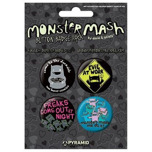 MONSTER MASH - Official Badge Pack 4 Pieces / Button Badge