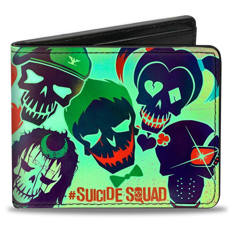 SUICIDE SQUAD - Official Stylized Character Faces Scattered Greens / Wallet