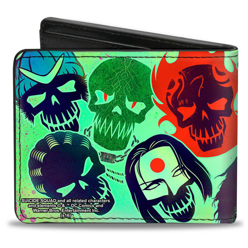 SUICIDE SQUAD - Official Stylized Character Faces Scattered Greens / Wallet