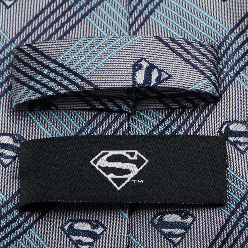 SUPERMAN - 官方灰色格子領帶/領帶/男士