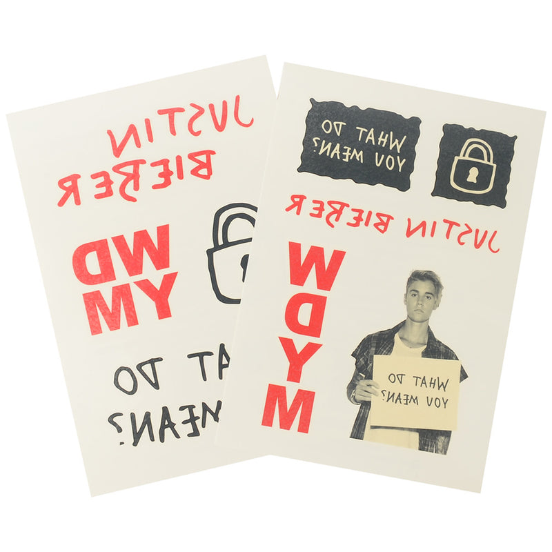 JUSTIN BIEBER - Official What Do You Mean 2 Seat Tattoo Pack / Tattoo stickers