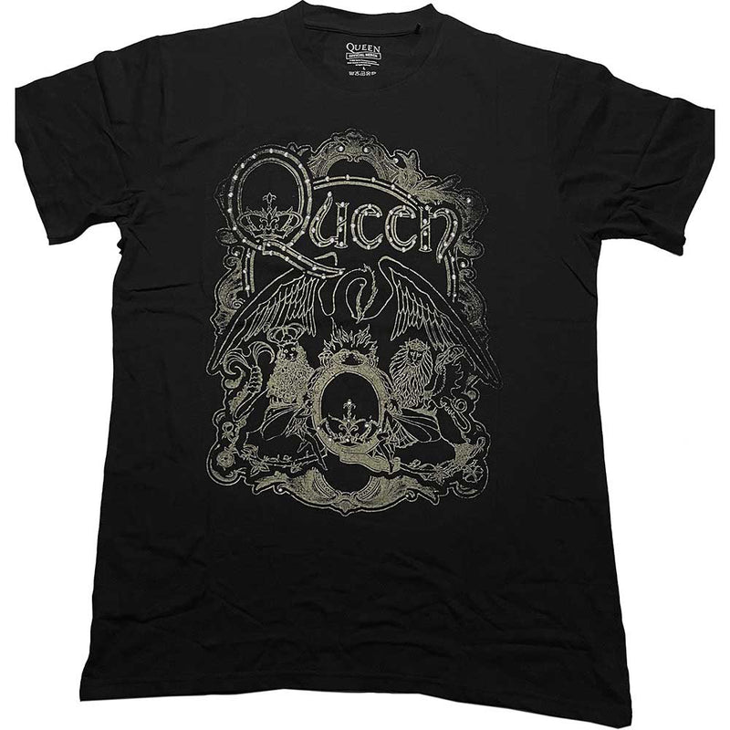 QUEEN - Official Ornate Crest / Diamante (Brand) / T-Shirt / Men's